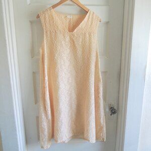 Kara Line Gold Semi Sheer Textured Shift Dress OS Fits M/L